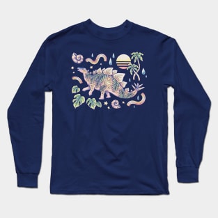 Jurassic Days, Jurassic Nights: Stegosaurus | Tropical Dinosaur Long Sleeve T-Shirt